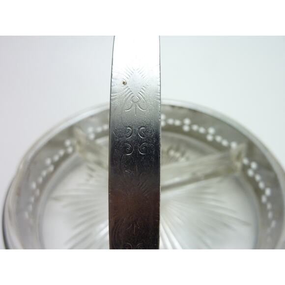 Vintage Metal & Glass Divided Candy Dish Condiment, Jewelry Tray Silver Tone - Picture 4 of 4